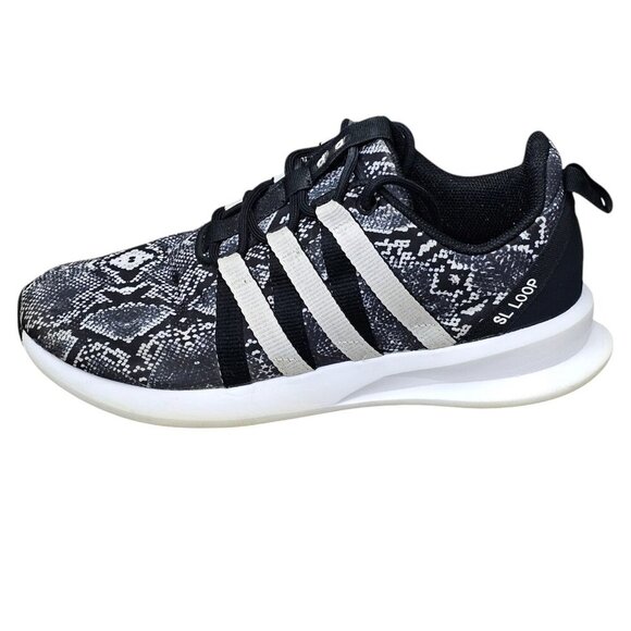 Adidas SL Loop Racer Snakeskin Animal Print Black And White Running Sneaker - Picture 1 of 11